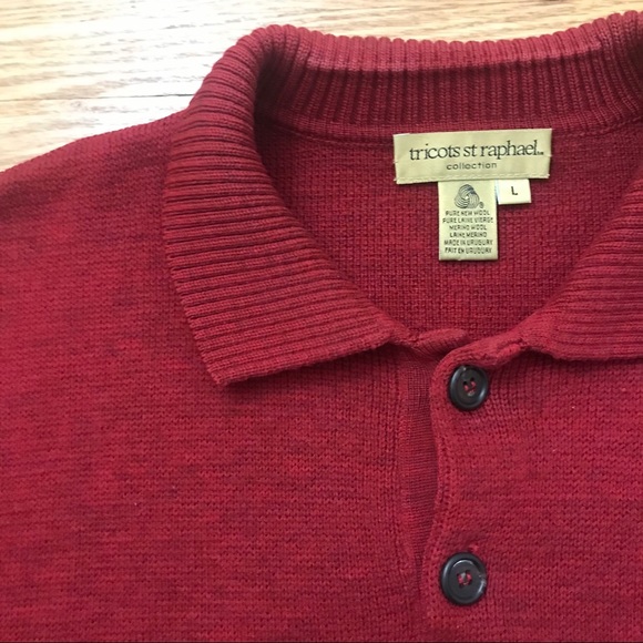 Tricots St Raphael - Red Merino Wool Sweater - Picture 5 of 12